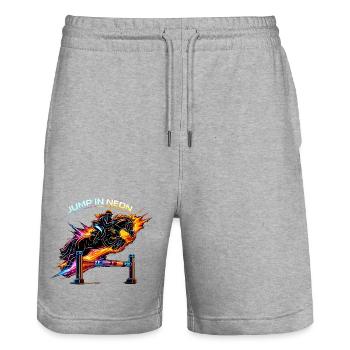 Jump in Neon – Equestrian Sports & Show Jumping - Stanley/Stella Trainer Unisex Organic Jogging Shorts - heather grey - Front - Nik (191cm) & Marisol (170cm)