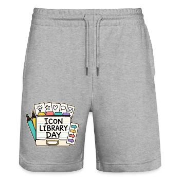 ICON LIBRARY DAY - Stanley/Stella Trainer Unisex Organic Jogging Shorts - heather grey - Front - Nik (191cm) & Marisol (170cm)