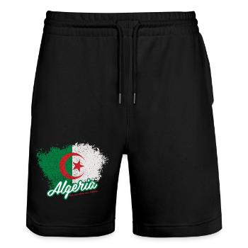 One, two, three, viva l'Algérie - Stanley/Stella Trainer Unisex Organic Jogging Shorts - black - Front - Nik (191cm) & Marisol (170cm)
