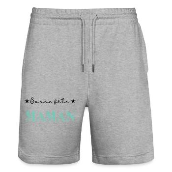 FÊTE DES MÈRES. BONNE FÊTE MAMAN. MAMAN. FÊTE - Short de jogging bio TRAINER Stanley/Stella unisexe - gris chiné - Devant - Nik (191cm) & Marisol (170cm)