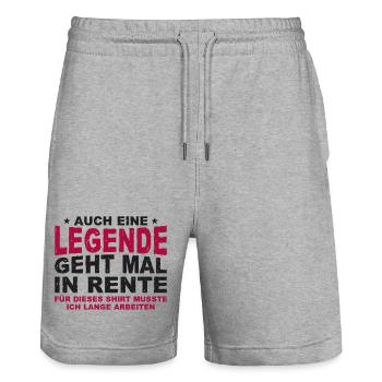Even a legend retires gift retirement - Stanley/Stella Trainer Unisex Organic Jogging Shorts - heather grey - Front - Nik (191cm) & Marisol (170cm)