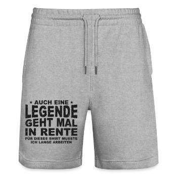 Even a legend retires gift retirement - Stanley/Stella Trainer Unisex Organic Jogging Shorts - heather grey - Front - Nik (191cm) & Marisol (170cm)