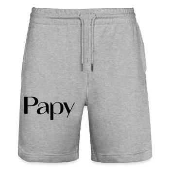 OPA. ALLES GUTE ZUM GEBURTSTAG, PAPA. PAPA. VATERTAG. VATER. - Stanley/Stella Unisex Bio Joggingshorts Trainer  - Grau meliert - Vorne - Nik (191cm) & Marisol (170cm)