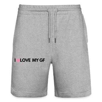 I Love My Girlfriend - Short de jogging bio TRAINER Stanley/Stella unisexe - gris chiné - Devant - Nik (191cm) & Marisol (170cm)