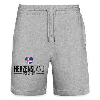Herzensland Island Skandinavien Urlaub Reise - Stanley/Stella Unisex Bio Joggingshorts Trainer  - Grau meliert - Vorne - Nik (191cm) & Marisol (170cm)