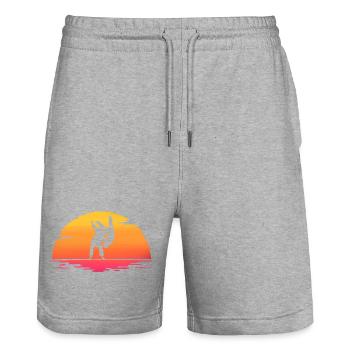 sunrise Judo - Short de jogging bio TRAINER Stanley/Stella unisexe - gris chiné - Devant - Nik (191cm) & Marisol (170cm)