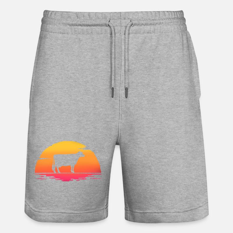 cows sunrise retro cow - Short de jogging bio TRAINER Stanley/Stella unisexe - gris chiné
