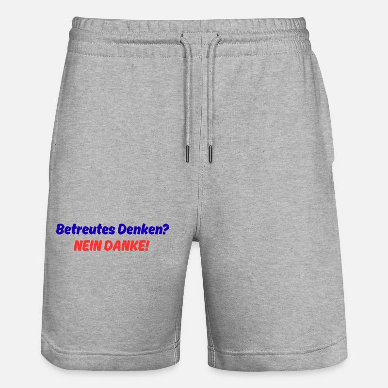 Supervised Thinking No Thanks - Stanley/Stella Trainer Unisex Organic Jogging Shorts - heather grey