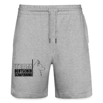 TEAM Deutscher Schäferhund Hunde Wilsigns - Stanley/Stella Unisex Bio Joggingshorts Trainer  - Grau meliert - Vorne - Nik (191cm) & Marisol (170cm)