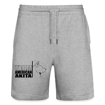 TEAM American Akita Hunde Hund Wilsigns - Stanley/Stella Unisex Bio Joggingshorts Trainer  - Grau meliert - Vorne - Nik (191cm) & Marisol (170cm)