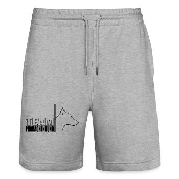 TEAM Pharaonenhund Hunde Hund Wilsigns - Stanley/Stella Unisex Bio Joggingshorts Trainer  - Grau meliert - Vorne - Nik (191cm) & Marisol (170cm)