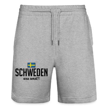 Schweden was sonst Spruch Skandinavien - Stanley/Stella Unisex Bio Joggingshorts Trainer  - Grau meliert - Vorne - Nik (191cm) & Marisol (170cm)