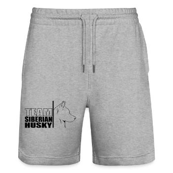 TEAM Husky de Sibérie Chien Wilsigns - Short de jogging bio TRAINER Stanley/Stella unisexe - gris chiné - Devant - Nik (191cm) & Marisol (170cm)