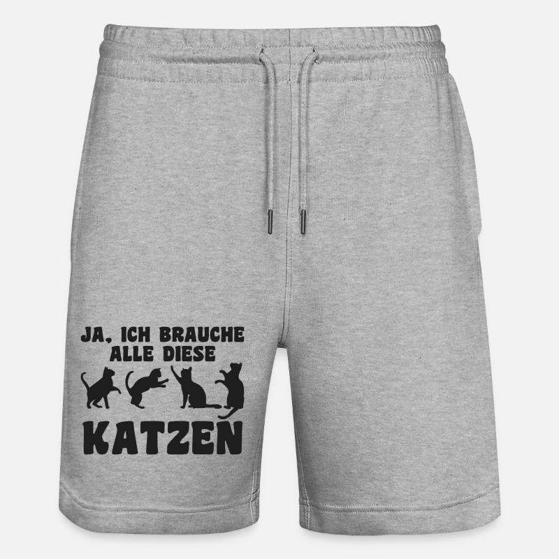 Katze Tier Katzen Geschenk - Stanley/Stella Unisex Bio Joggingshorts Trainer - Grau meliert
