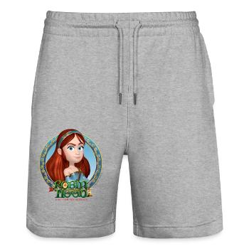 Robin Hood Portrait Von Maid Marian - Stanley/Stella Unisex Bio Joggingshorts Trainer  - Grau meliert - Vorne - Nik (191cm) & Marisol (170cm)