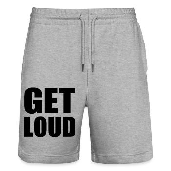 Get loud - Stanley/Stella Trainer Unisex Organic Jogging Shorts - heather grey - Front - Nik (191cm) & Marisol (170cm)