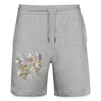 T-shirt Fleurs sauvages, Classique, Fleurs sauvages d’été - Short de jogging bio TRAINER Stanley/Stella unisexe - gris chiné - Devant - Nik (191cm) & Marisol (170cm)