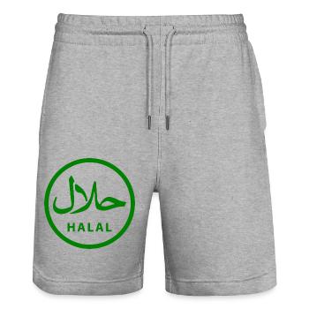 Halal - Stanley/Stella Unisex Bio Joggingshorts Trainer  - Grau meliert - Vorne - Nik (191cm) & Marisol (170cm)