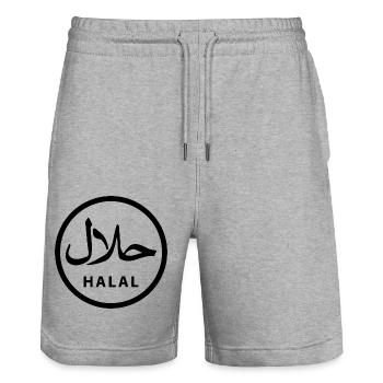 Halal حلال - Stanley/Stella Unisex Bio Joggingshorts Trainer  - Grau meliert - Vorne - Nik (191cm) & Marisol (170cm)
