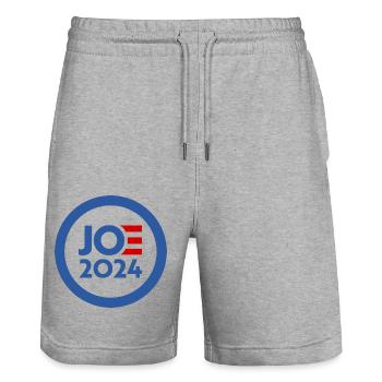 Joe biden 2024 - Short de jogging bio TRAINER Stanley/Stella unisexe - gris chiné - Devant - Nik (191cm) & Marisol (170cm)