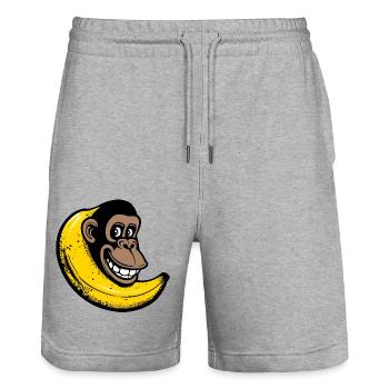 Affe fusioniert mit Banane - Stanley/Stella Unisex Bio Joggingshorts Trainer  - Grau meliert - Vorne - Nik (191cm) & Marisol (170cm)
