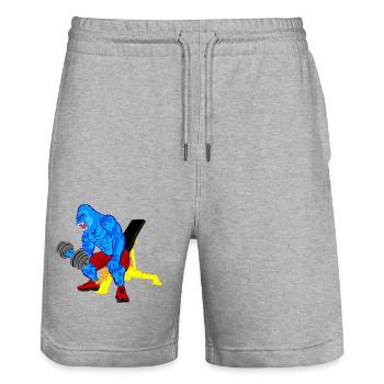 Monkey, Gorilla, Bodybuilder Monkey, Comic, Fitness - Stanley/Stella Trainer Unisex Organic Jogging Shorts - heather grey - Front - Nik (191cm) & Marisol (170cm)