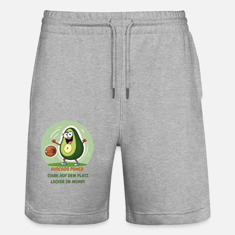 Avocado Power witziger Spruch - Stanley/Stella Unisex Bio Joggingshorts Trainer  - Grau meliert
