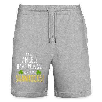 Shamrock Angels: Funny Irish Girl - Stanley/Stella Trainer Unisex Organic Jogging Shorts - heather grey - Front - Nik (191cm) & Marisol (170cm)