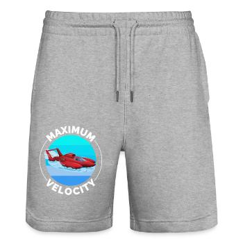 Wasserflugzeug Rennen Schnellboot Motorboot - Stanley/Stella Unisex Bio Joggingshorts Trainer  - Grau meliert - Vorne - Nik (191cm) & Marisol (170cm)