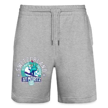 Schweiz St. Moritz endloser Winter - Stanley/Stella Unisex Bio Joggingshorts Trainer  - Grau meliert - Vorne - Nik (191cm) & Marisol (170cm)