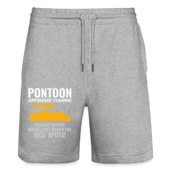 Pontoon Boat Motor Boating Offshore Fishing Funny - Stanley/Stella Trainer Unisex Organic Jogging Shorts - heather grey - Front - Nik (191cm) & Marisol (170cm)