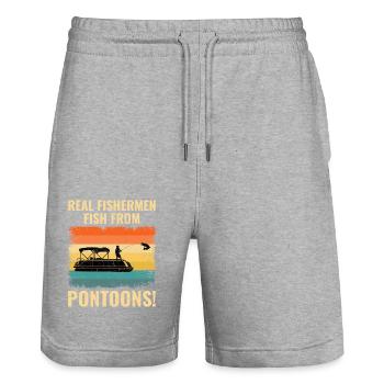 Pontonboot Bootfahren Pontooning Angeln Retro - Stanley/Stella Unisex Bio Joggingshorts Trainer  - Grau meliert - Vorne - Nik (191cm) & Marisol (170cm)