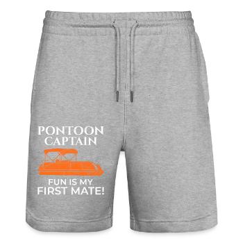 Pontonboot Kapitän Bootsfahrt Abenteuerspaß - Stanley/Stella Unisex Bio Joggingshorts Trainer  - Grau meliert - Vorne - Nik (191cm) & Marisol (170cm)
