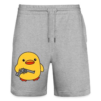 Baby Duck with Gun Ducks Chicks Ducklings - Stanley/Stella Trainer Unisex Organic Jogging Shorts - heather grey - Front - Nik (191cm) & Marisol (170cm)
