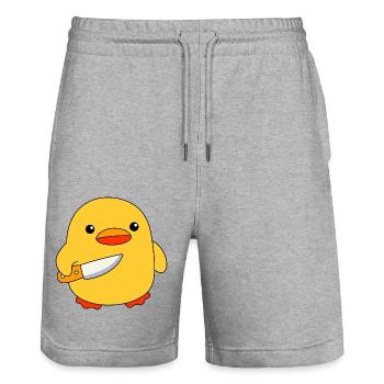 Baby Duck with Knife Ducks Chicks Funny Ducklings - Stanley/Stella Trainer Unisex Organic Jogging Shorts - heather grey - Front - Nik (191cm) & Marisol (170cm)
