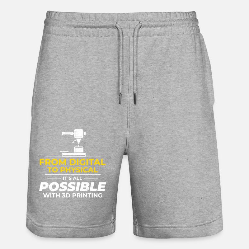 Imprimante 3D Impression 3D - Short de jogging bio TRAINER Stanley/Stella unisexe - gris chiné