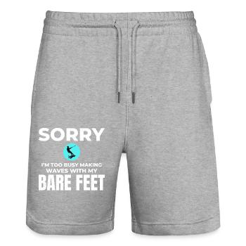 Barefoot Water Skiing Extreme Sports Barefooting - Stanley/Stella Trainer Unisex Organic Jogging Shorts - heather grey - Front - Nik (191cm) & Marisol (170cm)