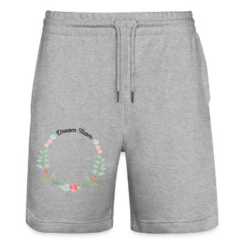 Dream Team - Stanley/Stella Unisex Bio Joggingshorts Trainer  - Grau meliert - Vorne - Nik (191cm) & Marisol (170cm)