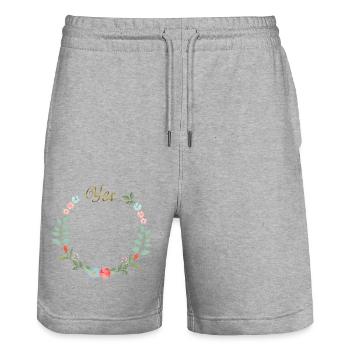 Yes - Stanley/Stella Unisex Bio Joggingshorts Trainer  - Grau meliert - Vorne - Nik (191cm) & Marisol (170cm)