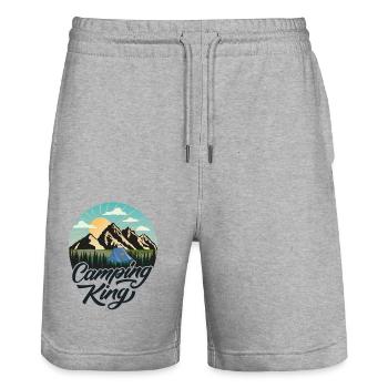 Camping - Stanley/Stella Trainer Unisex Organic Jogging Shorts - heather grey - Front - Nik (191cm) & Marisol (170cm)