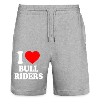 I love bull riders - Short de jogging bio TRAINER Stanley/Stella unisexe - gris chiné - Devant - Nik (191cm) & Marisol (170cm)