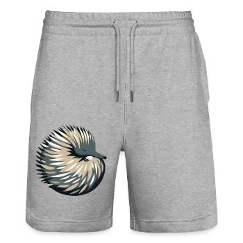 Echidna - Stanley/Stella Trainer Unisex Organic Jogging Shorts - heather grey - Front - Nik (191cm) & Marisol (170cm)
