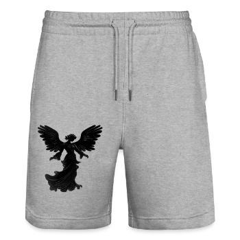 Black Silhouette Of Flying Angel - Stanley/Stella Trainer Unisex Organic Jogging Shorts - heather grey - Front - Nik (191cm) & Marisol (170cm)