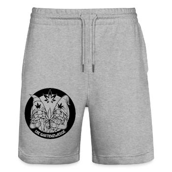 Kiffer Gartenzwerge mit Hanfblatt - Stanley/Stella Unisex Bio Joggingshorts Trainer  - Grau meliert - Vorne - Nik (191cm) & Marisol (170cm)
