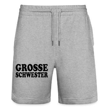 Grosse schwester - Stanley/Stella Unisex Bio Joggingshorts Trainer  - Grau meliert - Vorne - Nik (191cm) & Marisol (170cm)