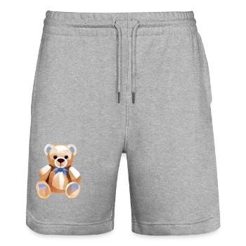 TEDDY BEAR - TEDDYBÄR - KUSCHELBÄR - PLÜSCHBÄR - Stanley/Stella Unisex Bio Joggingshorts Trainer  - Grau meliert - Vorne - Nik (191cm) & Marisol (170cm)