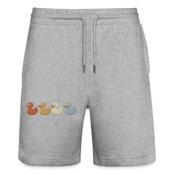 Rétro - Vintage - Silhouette - Canard en caoutchouc - Short de jogging bio TRAINER Stanley/Stella unisexe - gris chiné - Devant - Nik (191cm) & Marisol (170cm)