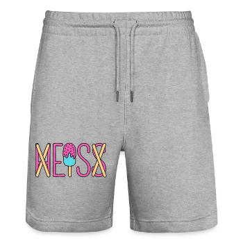 H EIS S - Eis essen - heiß - Sommer - Hitze - EIS - Stanley/Stella Unisex Bio Joggingshorts Trainer  - Grau meliert - Vorne - Nik (191cm) & Marisol (170cm)