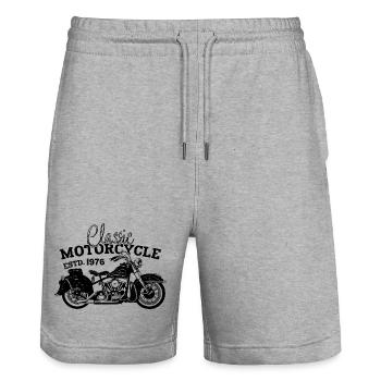 Retro 1976 Motorrad Biker Motorrad Geburtstag 1976 - Stanley/Stella Unisex Bio Joggingshorts Trainer  - Grau meliert - Vorne - Nik (191cm) & Marisol (170cm)