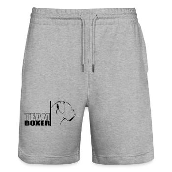 TEAM Boxer Dog Dog Dog Sport Wilsigns - Stanley/Stella Trainer Unisex Organic Jogging Shorts - heather grey - Front - Nik (191cm) & Marisol (170cm)